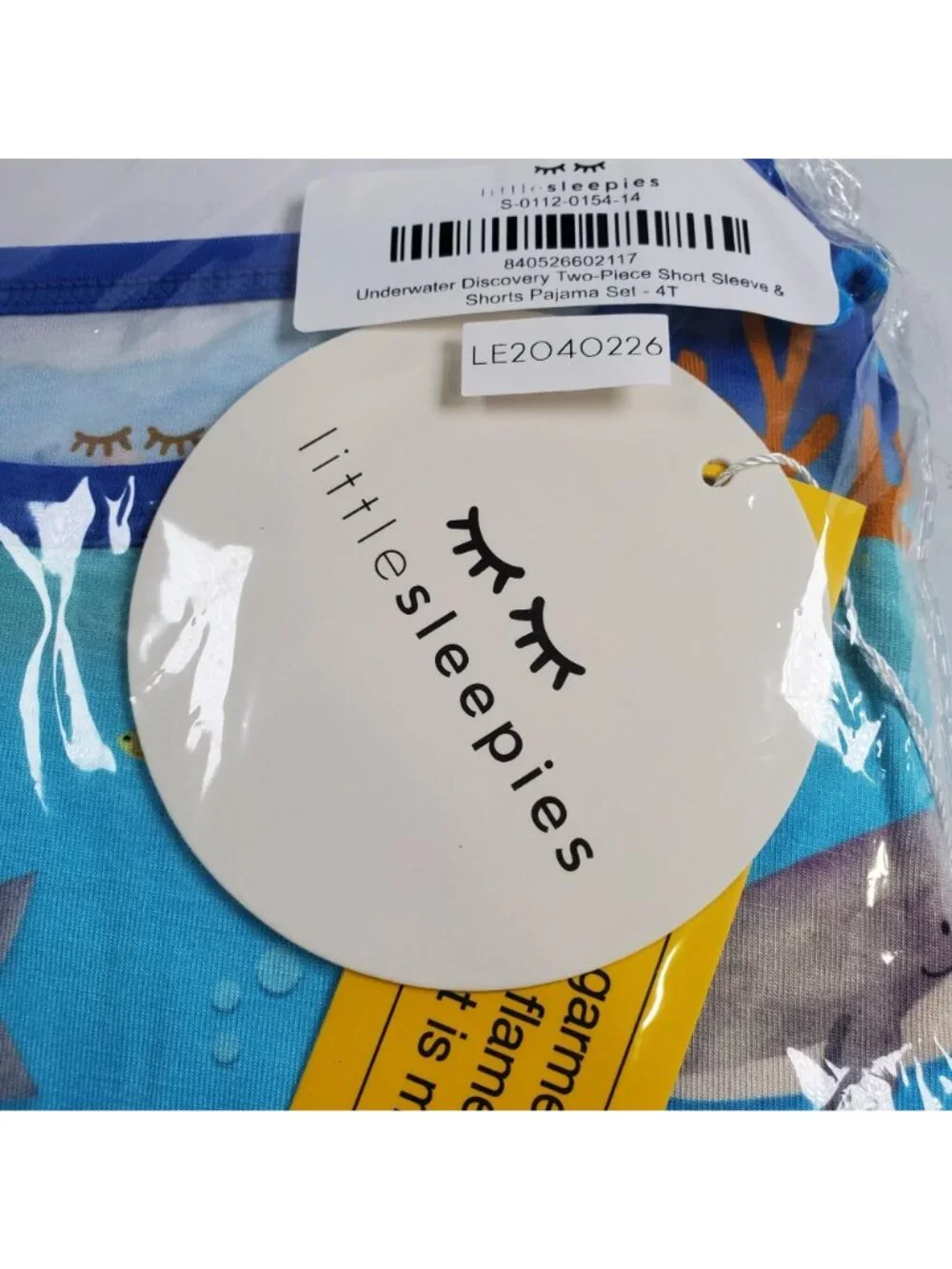 Little Sleepies Underwater Discovery Two Piece Pajama Set Kids Size 4T NWT